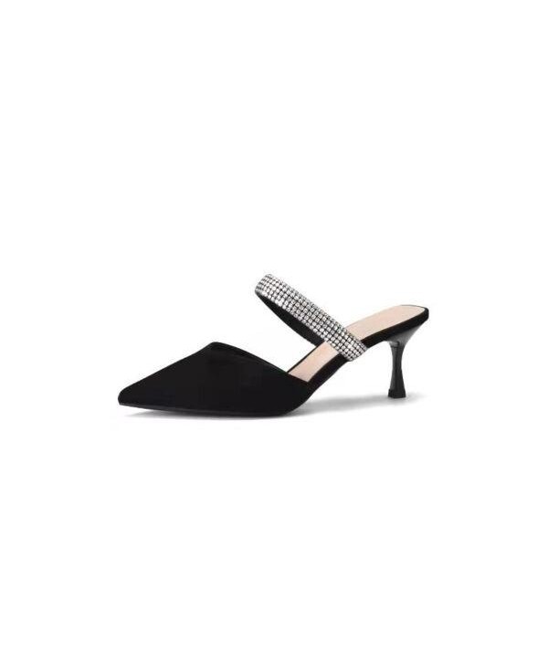Women's Slippers Mules Rhinestones Pointed Toe Pumps Party Dresses